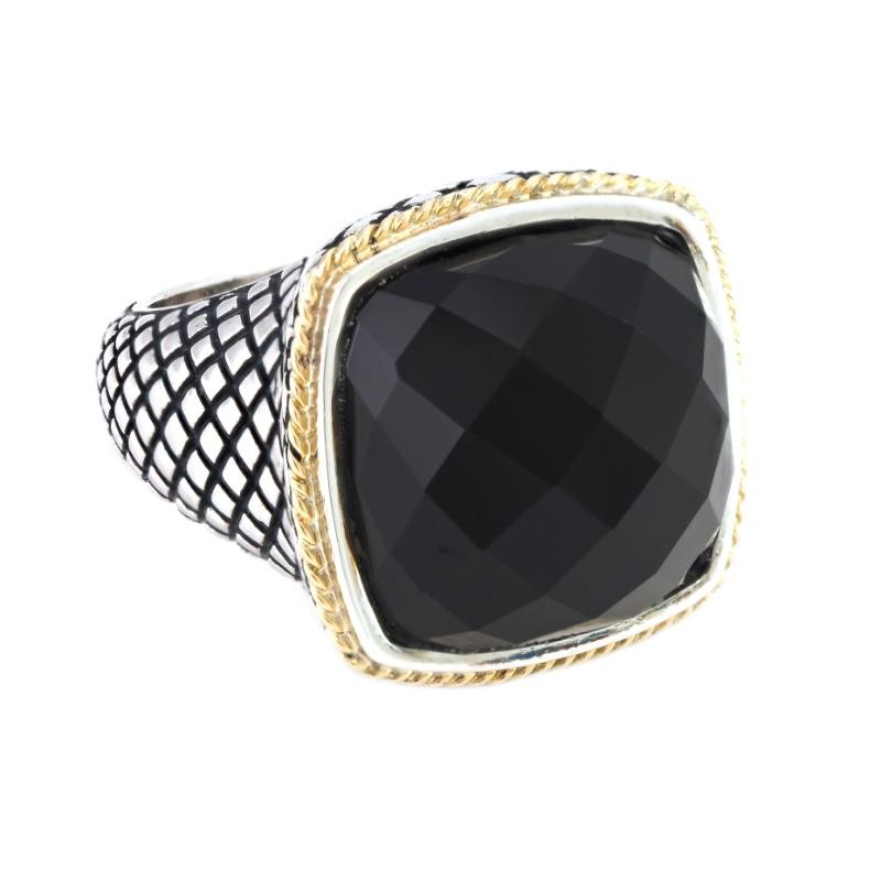 18K/Silver Cushion Onyx Ring