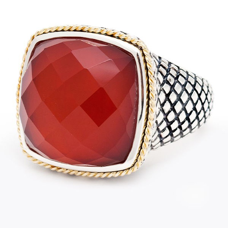 18K/Silver Red Agate Doublet Ring