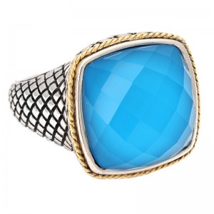 Trebol Cushion Bezel Turquoise Ring