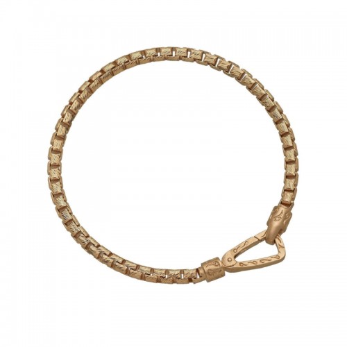 MARCO DAL MASO XL ULYSSES CARVED TUBOLAR AND 18K YELLOW GOLD PLATED SILVER MATTE FINISH AND POLISHED CLASP BRACELET