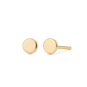 AURELIE GI "AMIRA" 14K YELLOW GOLD DISC STUD EARRINGS