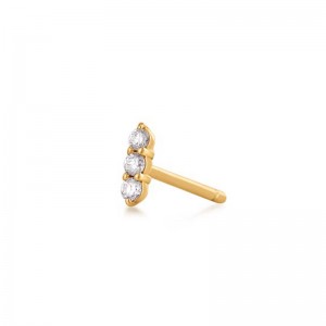 AURELIE GI "AGNES" 14K YELLOW GOLD TRIPLE DIAMOND SINGLE STUD