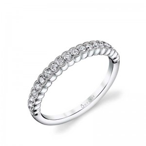 14K WHITE GOLD BEZEL STYLE BAND WITH .32CTTW ROUND SI CLARITY & GH COLOR DIAMONDS