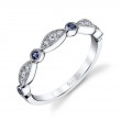 Blue Sapphire and Diamond Vintage Wedding Band - Talia