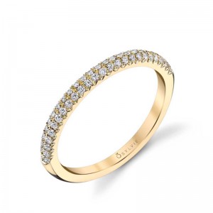 14K YELLOW GOLD DOUBLE ROW BAND WITH .23CTTW ROUND SI CLARITY & GH COLOR DIAMONDS FINGER SIZE 4.5