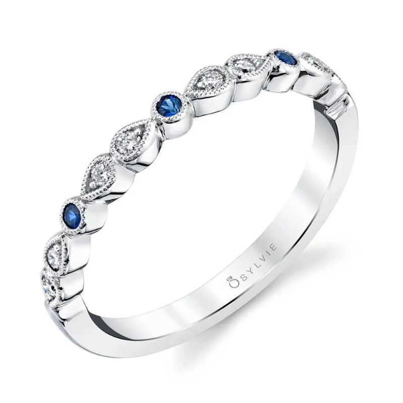 Blue Sapphire Diamond Band - Elena