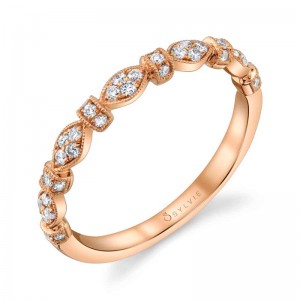 14K ROSE GOLD SCALLOPED BAND WITH .23CTTW ROUND SI CLARITY & GH COLOR DIAMONDS