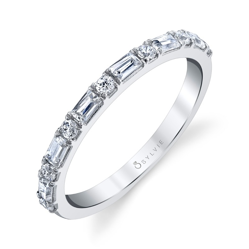 Stackable Baguette Wedding Band