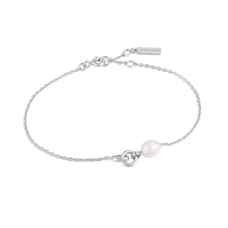 ANIA HAIE STERLING SILVER PEARL LINK CHAIN BRACELET