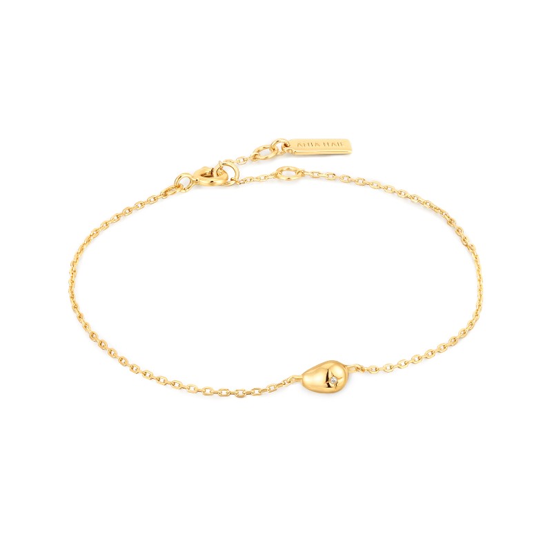 ANIA HAIE 14K GOLD PLATED ON STERLING SILVER PEBBLE SPARKLE CHAIN BRACELET