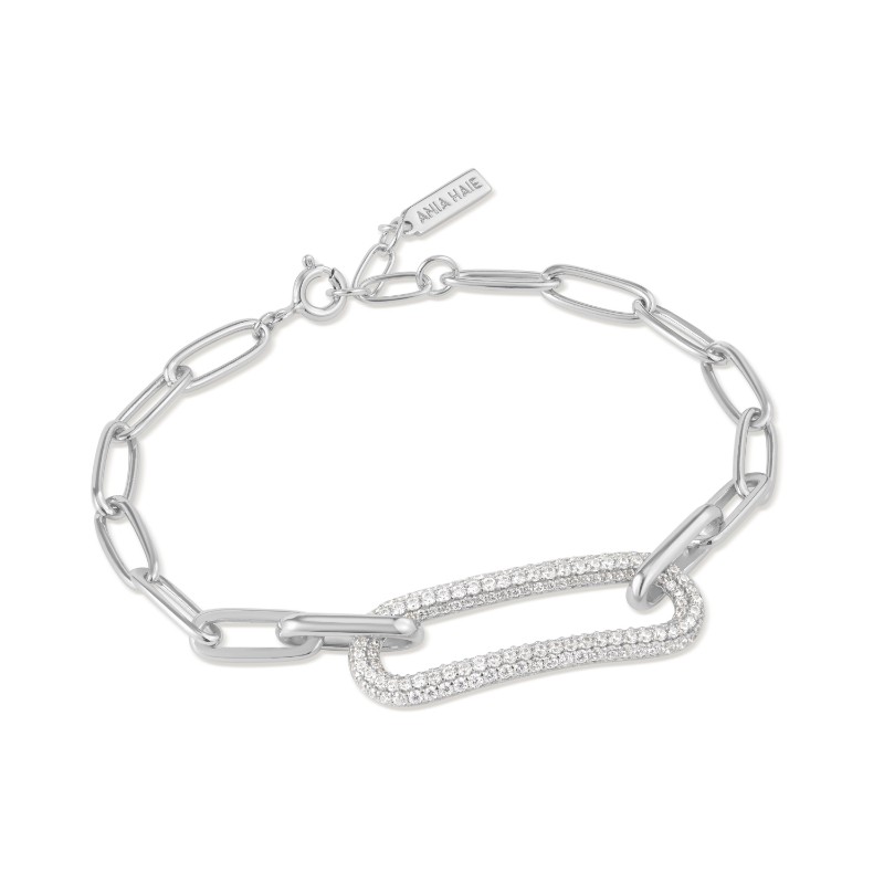 Silver Pav?Link Bracelet