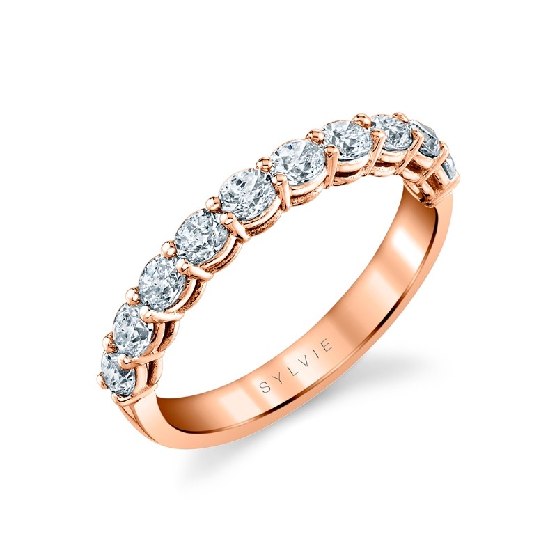 Oval Shaped East to West Wedding Ring - 0.90 CT