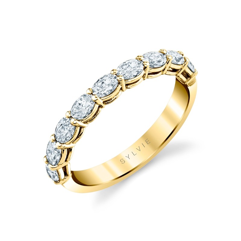 Oval Shaped East to West Wedding Ring - 1.08 CT