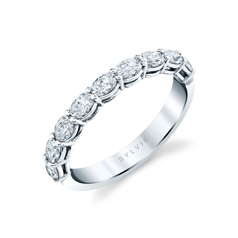 Oval Shaped East to West Wedding Ring - 1.08 CT