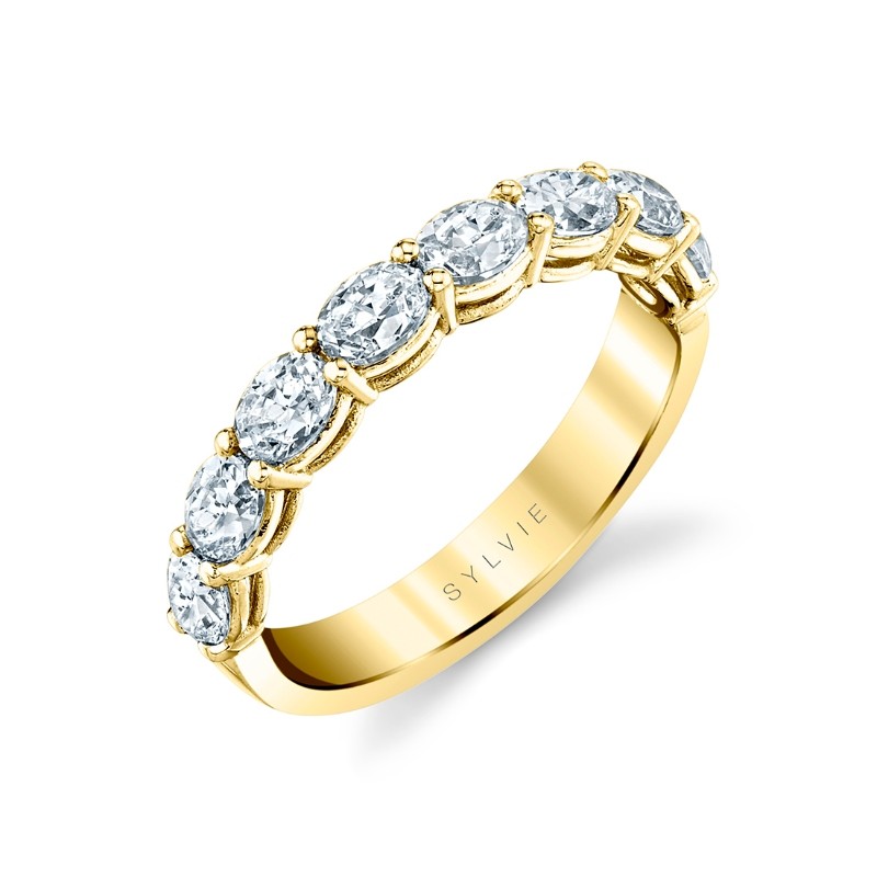 Oval Shaped East to West Wedding Ring - 1.30 CT