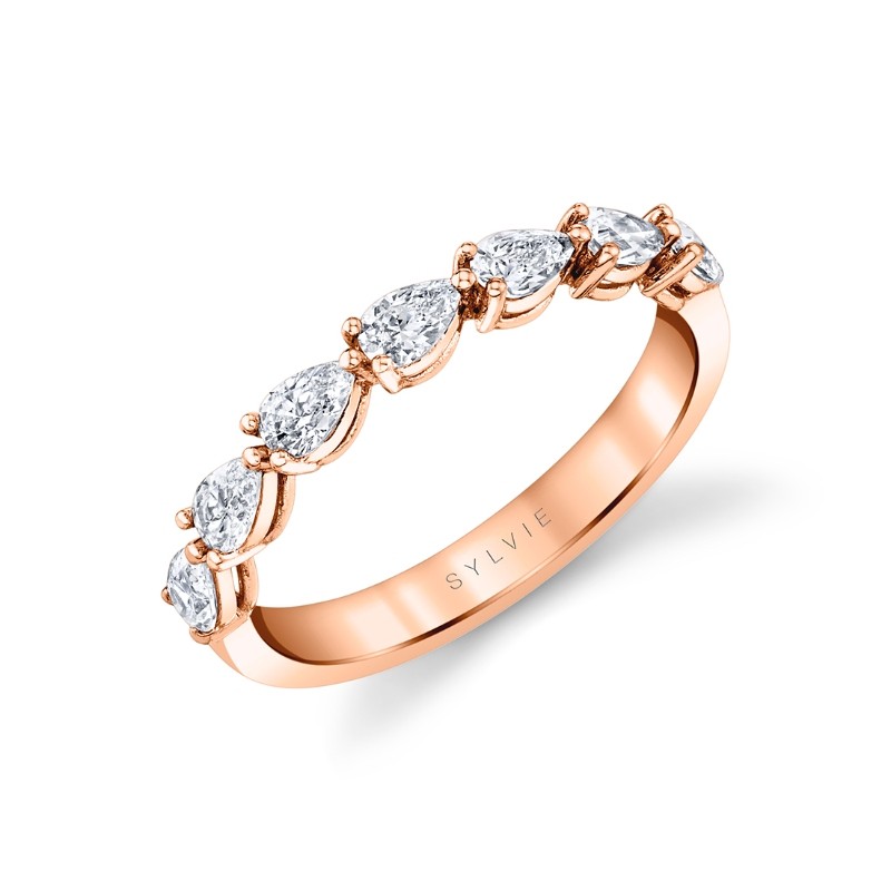 Pear Shaped East to West Wedding Ring - 0.75 CT