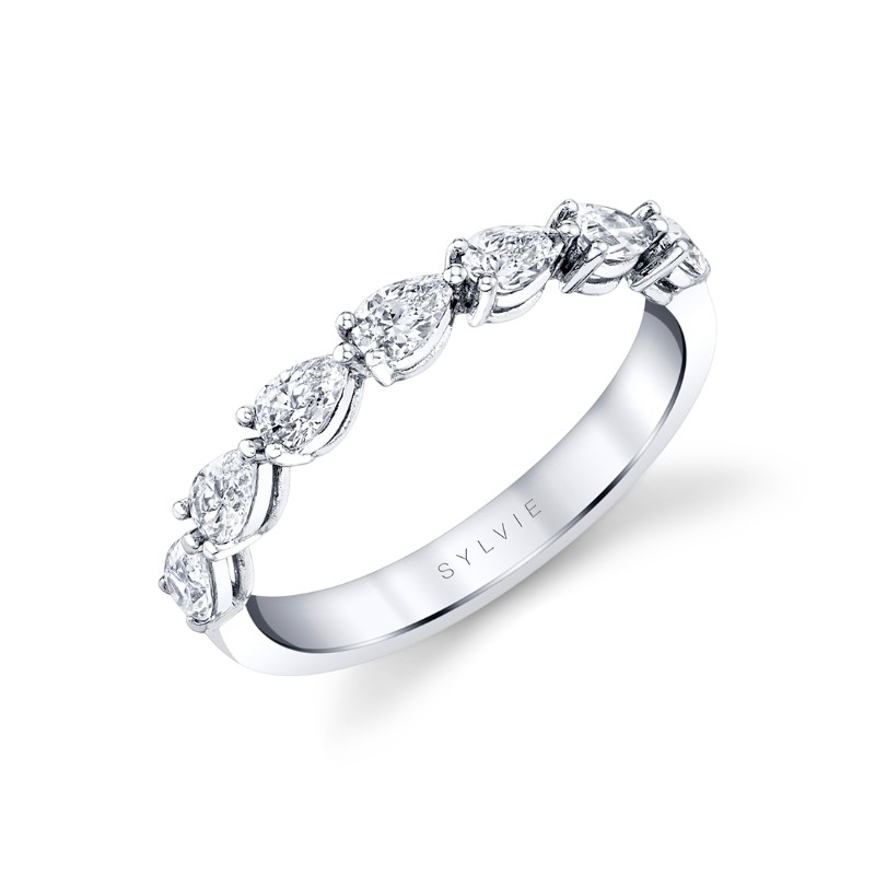 Pear Shaped East to West Wedding Ring - 0.75 CT