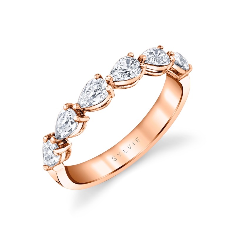 Pear Shaped East to West Wedding Ring - 1.0 CT