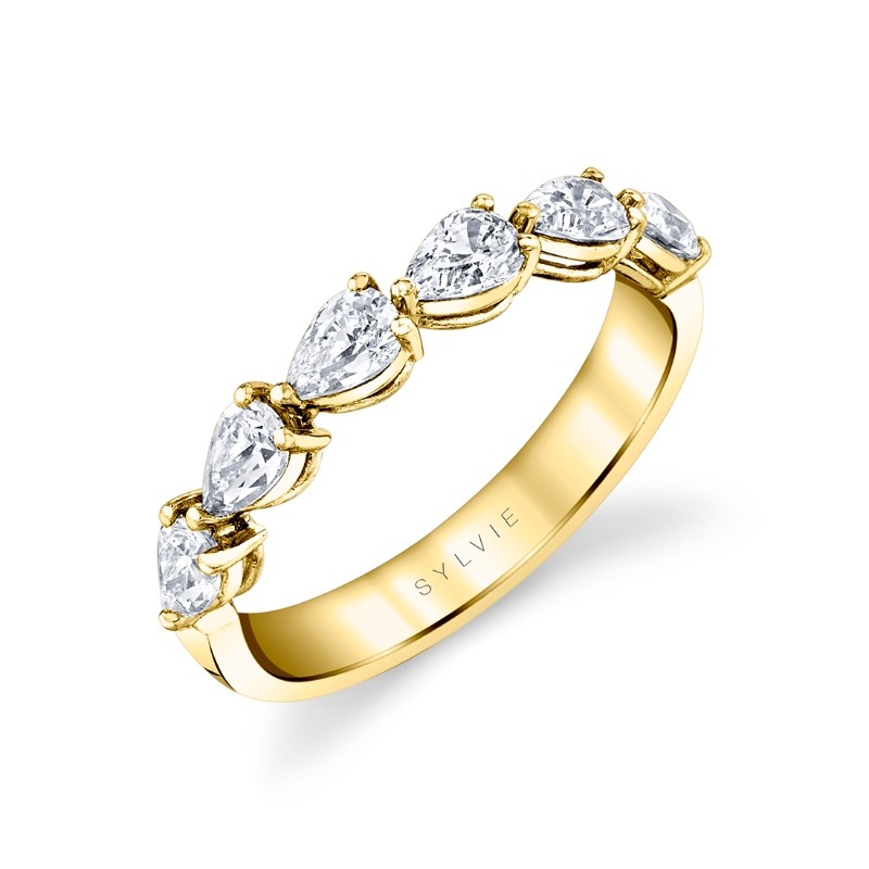 Pear Shaped East to West Wedding Ring - 1.0 CT