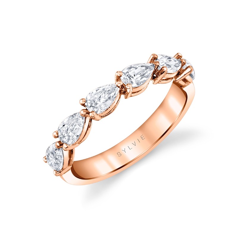 Pear Shaped East to West Wedding Ring - 1.25 CT