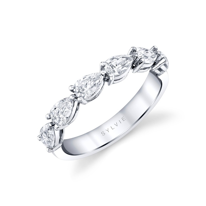 Pear Shaped East to West Wedding Ring - 1.25 CT