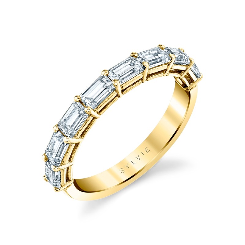 Emerald Cut East to West Wedding Ring - 1.45 CT