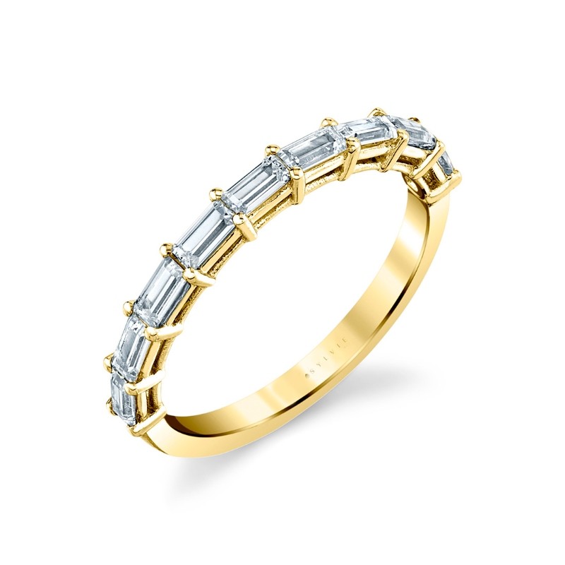 East-West Baguette Diamond Wedding Band