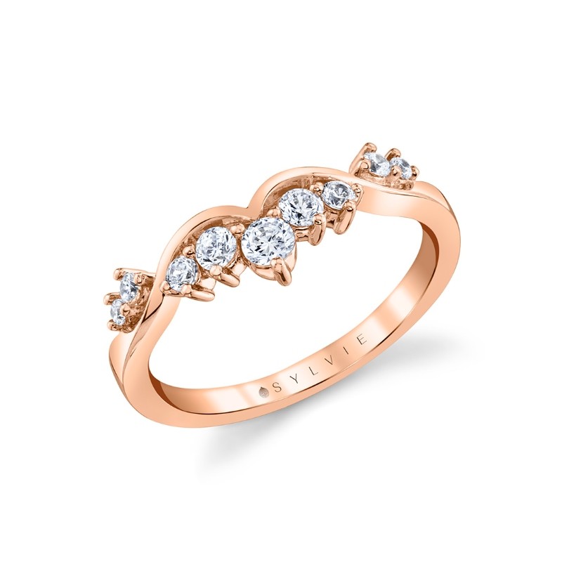 Curved Diamond Wedding Band