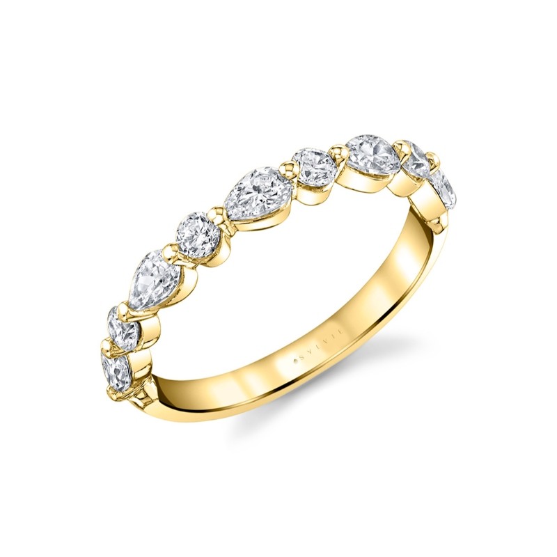 Unique Pear & Round Diamond Wedding Band