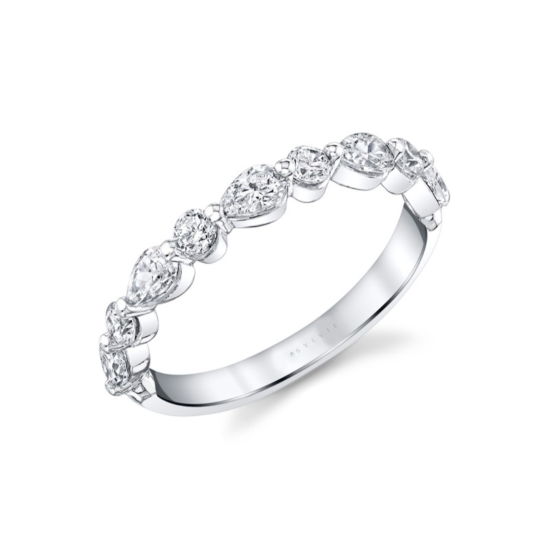 Unique Pear & Round Diamond Wedding Band