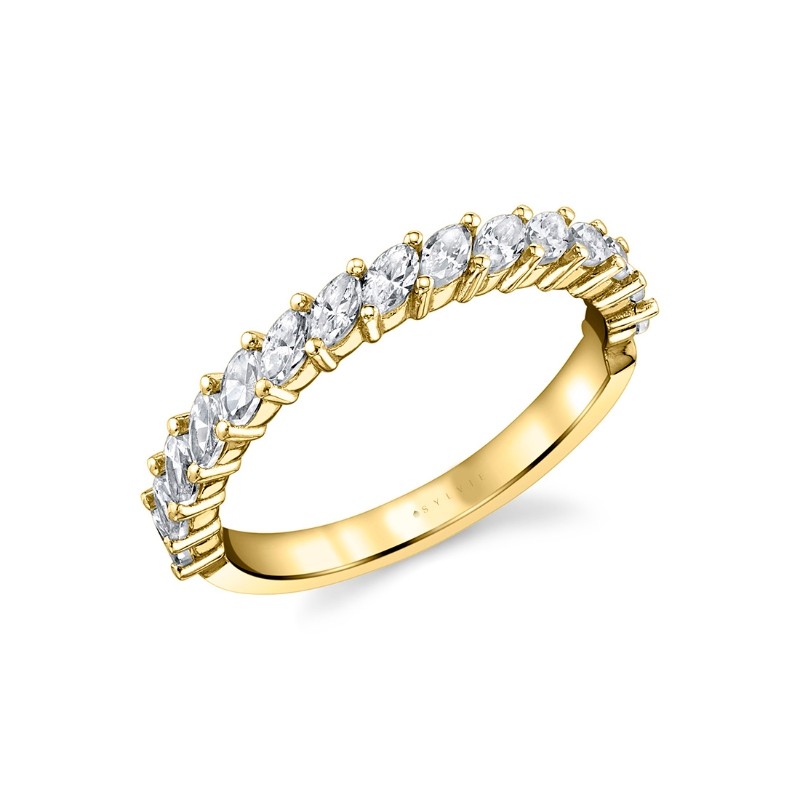 Angled Marquise Diamond Wedding Band
