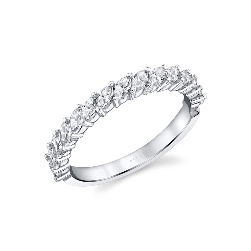Angled Marquise Diamond Wedding Band