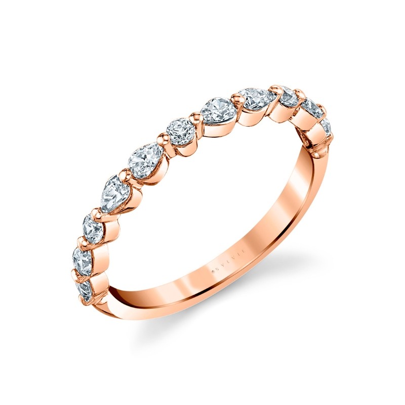 Unique Pear & Round Diamond Wedding Band