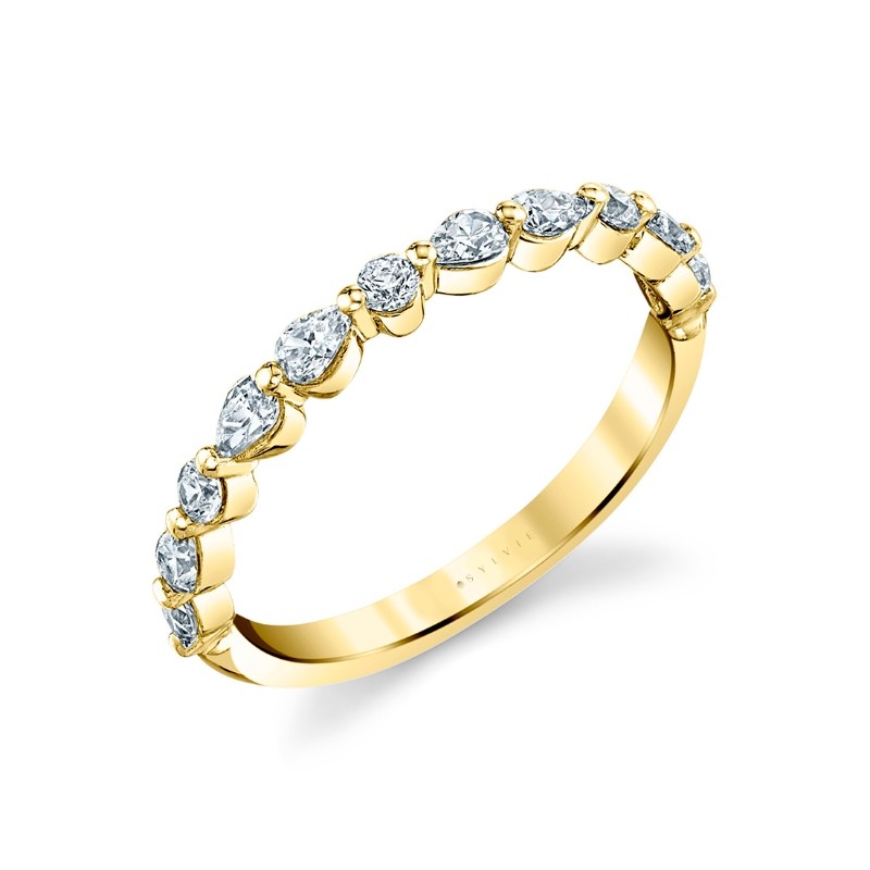 Unique Pear & Round Diamond Wedding Band