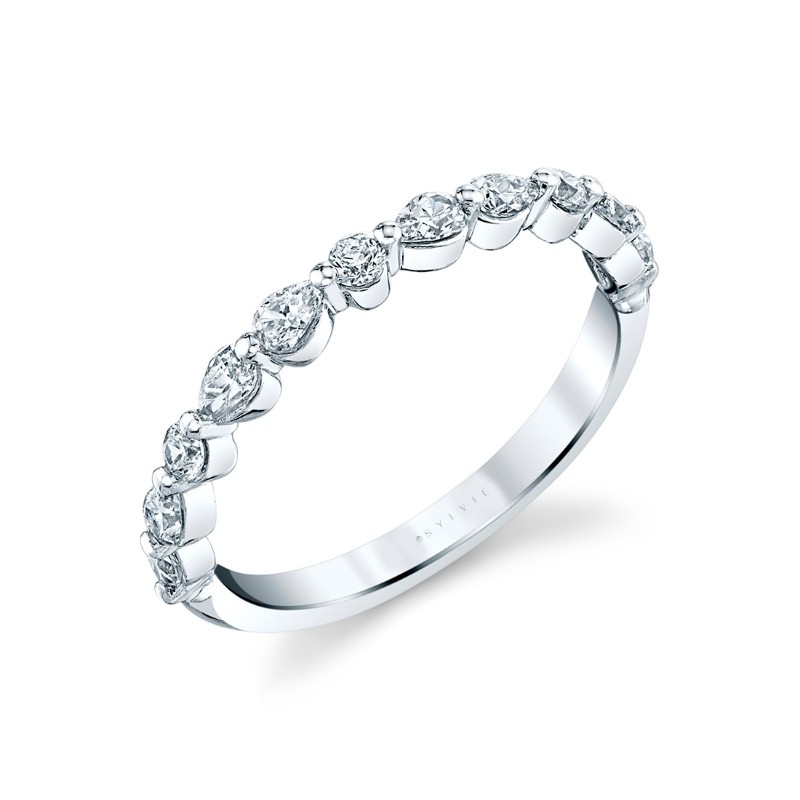 Unique Pear & Round Diamond Wedding Band