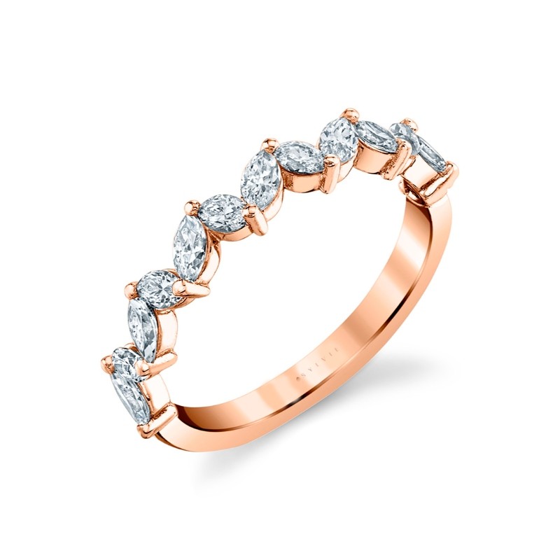 Alternating Angle Marquise Wedding Band