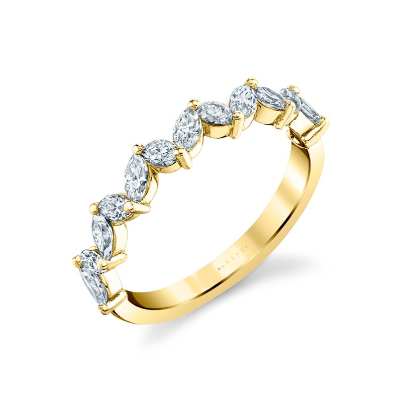 Alternating Angle Marquise Wedding Band