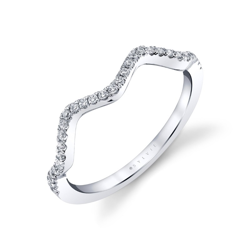 Unique Curved Diamond Wedding Band