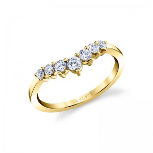 14K YEELOW GOLD CURVED BAND WITH .41CTTW ROUND SI CLARITY & G COLOR DIAMONDS FINGER SIZE 5.25