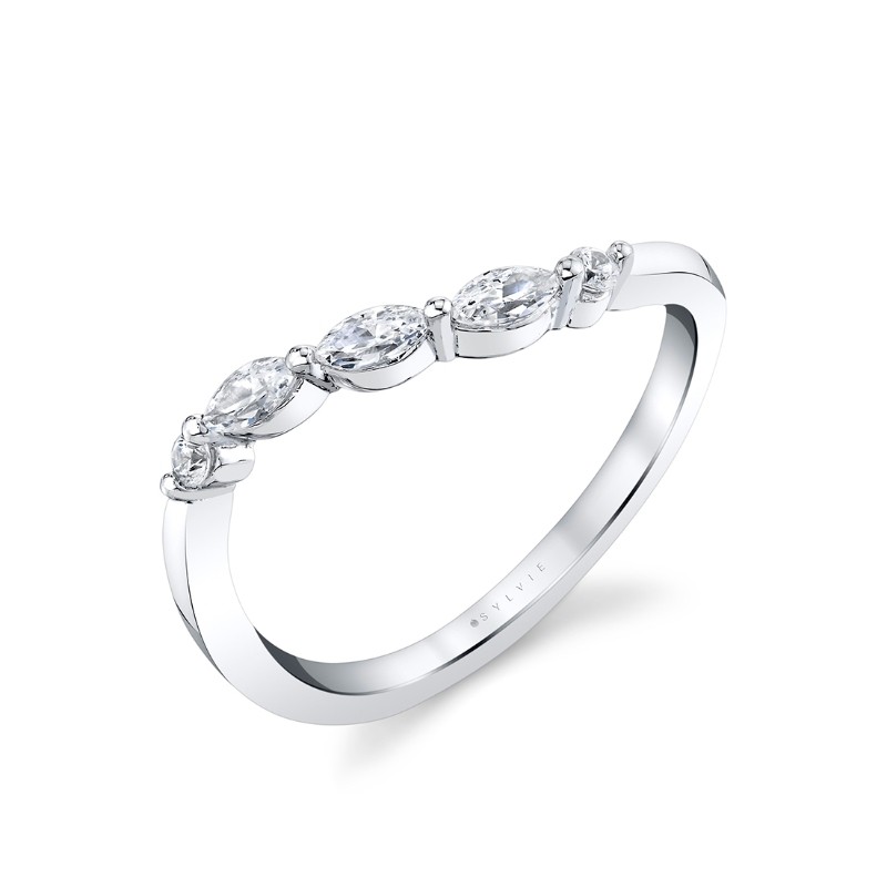 Marquise and Round Curved Wedding Ring