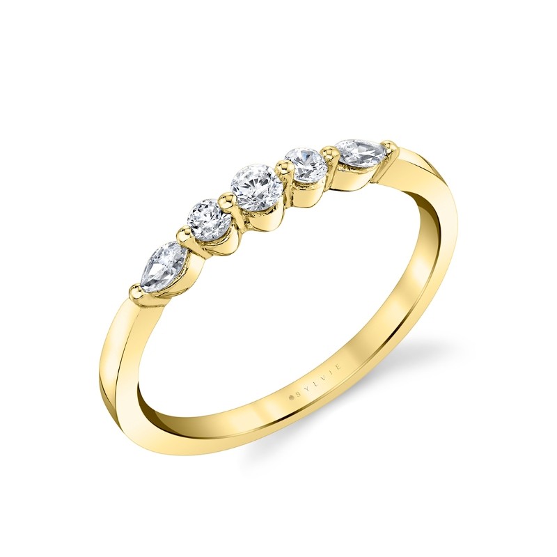 Round and Marquise Classic Wedding Ring