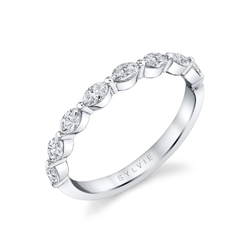 PLATINUM ONE PRONG BAND WITH .53CTTW MARQUISE SI CLARITY & GH COLOR DIAMONDS