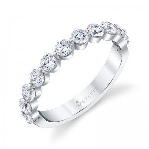 PLATINUM ONE PRONG BAND WITH 1.00CTTW ROUND SI CLARITY & G COLOR DIAMONDS (11 DIAMONDS)