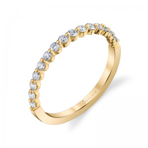 14K YELLOW GOLD SHARED PRONG BAND WITH .25CTTW ROUND SI CLARITY & GH COLOR DIAMONDS SIZE 5