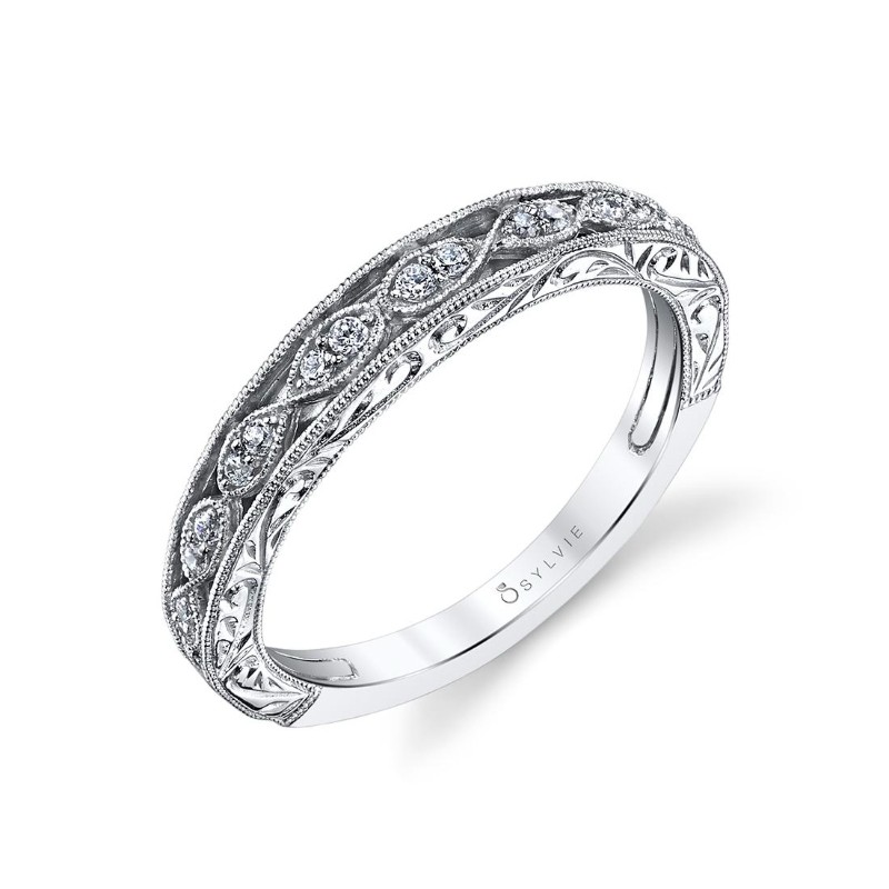 Vintage Inspired Wedding Band with Hand Engraving - Justeen