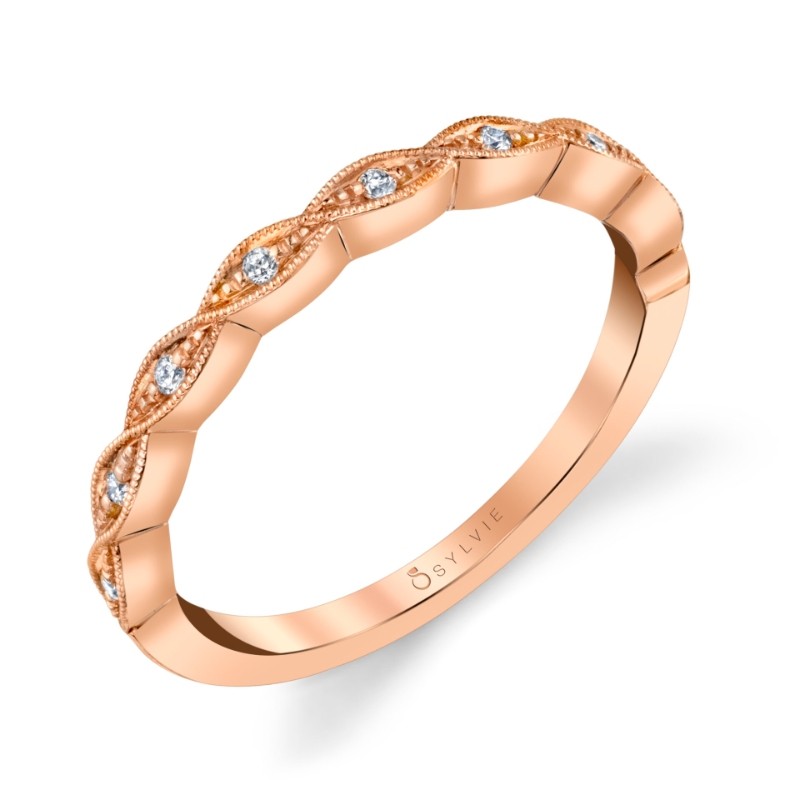 Round Cut Unique Stackable Wedding Ring - Elena