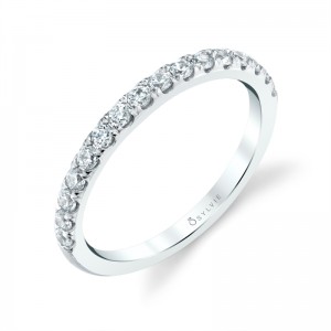 14K WHITE GOLD STRAIGHT BAND SET WITH .37CTTW ROUND SI CLARITY & GH COLOR DIAMONDS