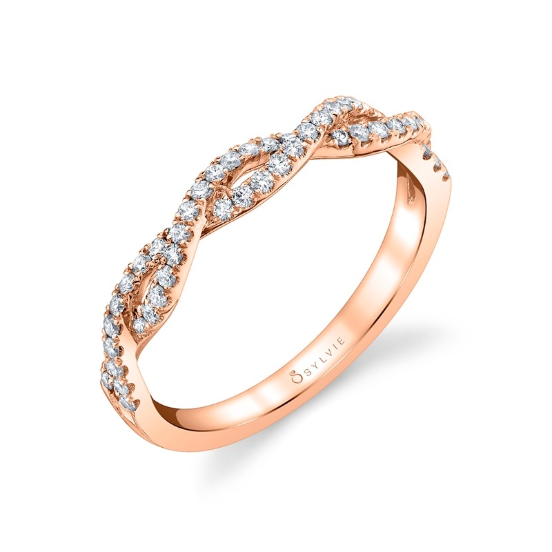 Round Cut Spiral Wedding Band - Maeve