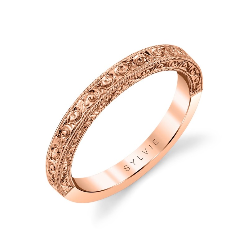 Modern Vintage Engraved Wedding Ring - Alexa