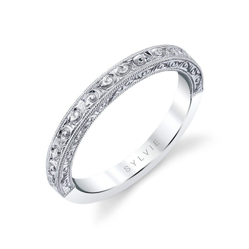 Modern Vintage Engraved Wedding Ring - Alexa